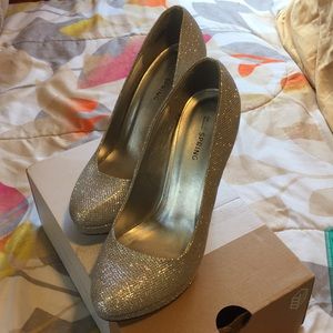 Call It Spring Silver Glitter Platform Heels